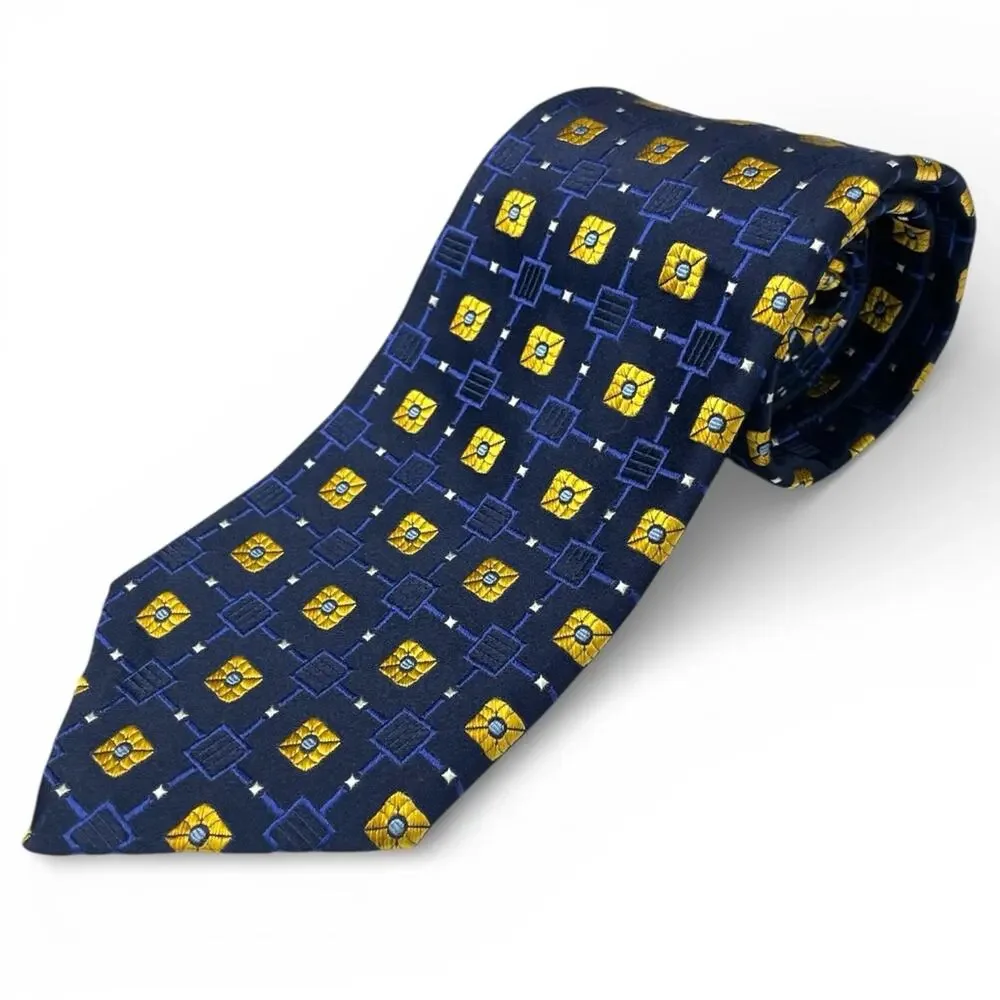 Robert Talbott Best of Class Blue and Gold Pattern Ties set hand sewn 100% silk
